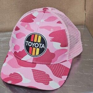 Toyota Trucker Hat Womens One Size Pink Camo Snapback Mesh Patch Adjustable